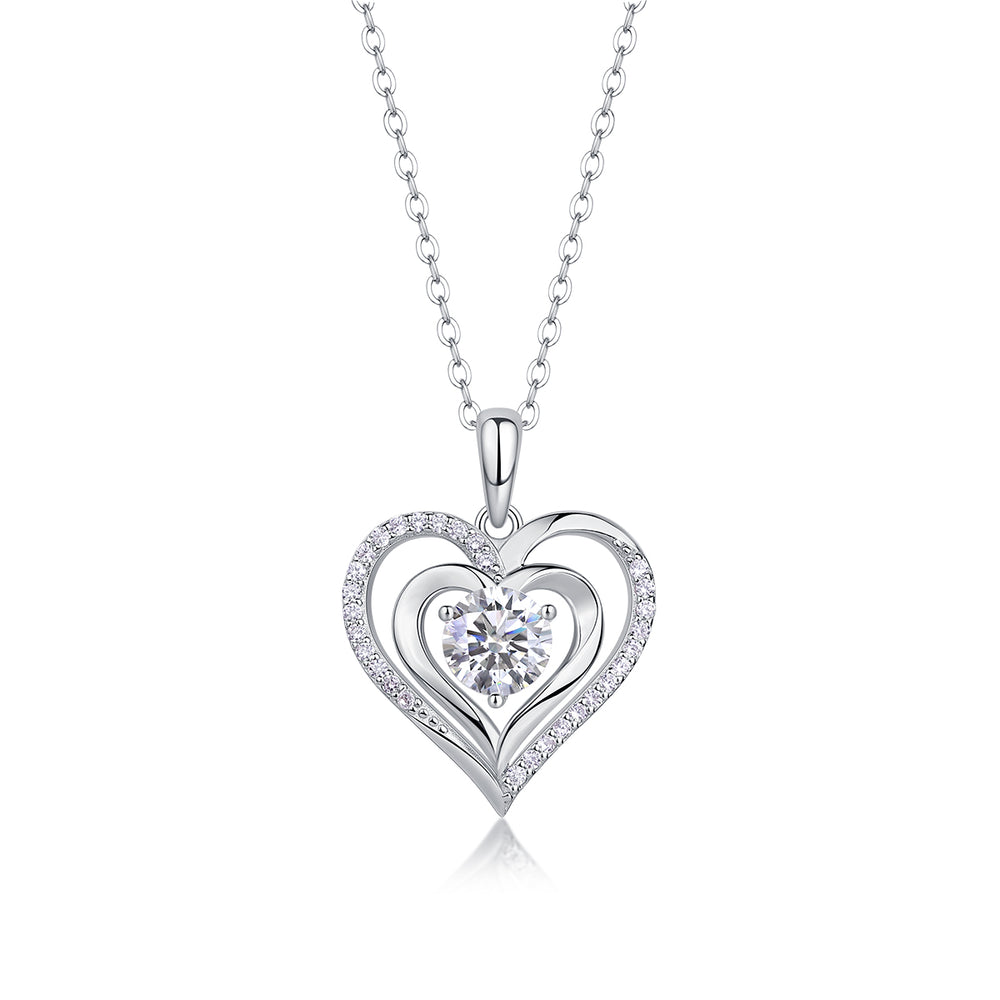 Heart to Heart S925 Silver Moissanite Necklace