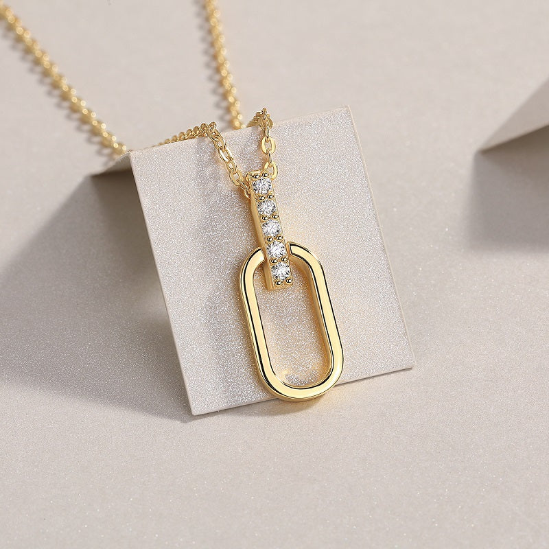 Light and Shadow Geometry S925 Silver Moissanite Necklace