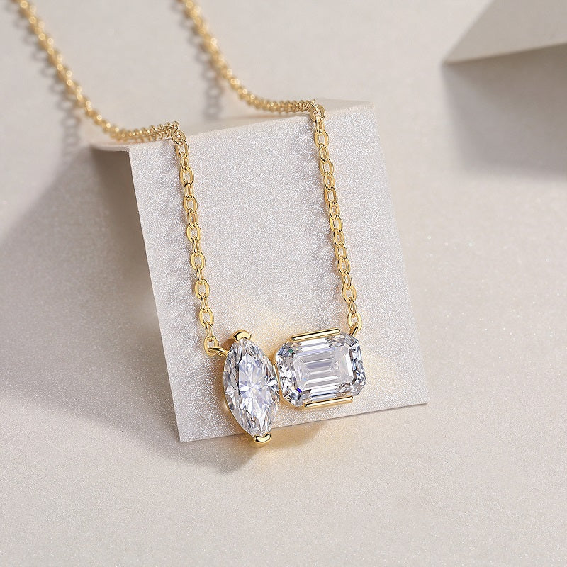 Double Shadow S925 Silver Moissanite Necklace
